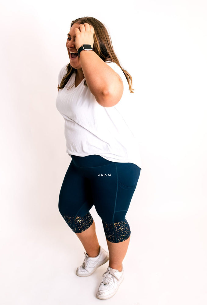 Theia Collection - Navy 3/4 Length Tights - Anam Activewear
